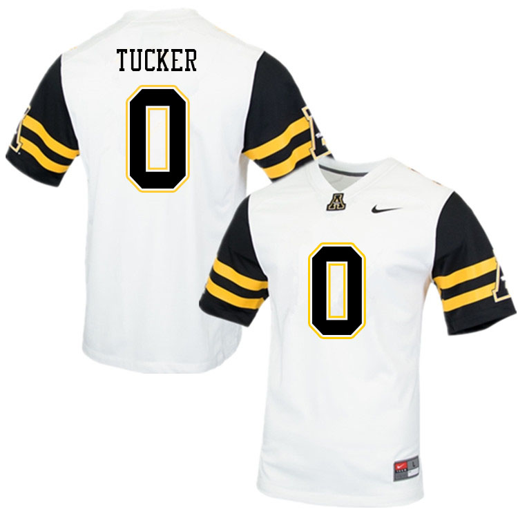 Men #0 Milan Tucker Appalachian State Mountaineers College Football Jerseys Sale-White